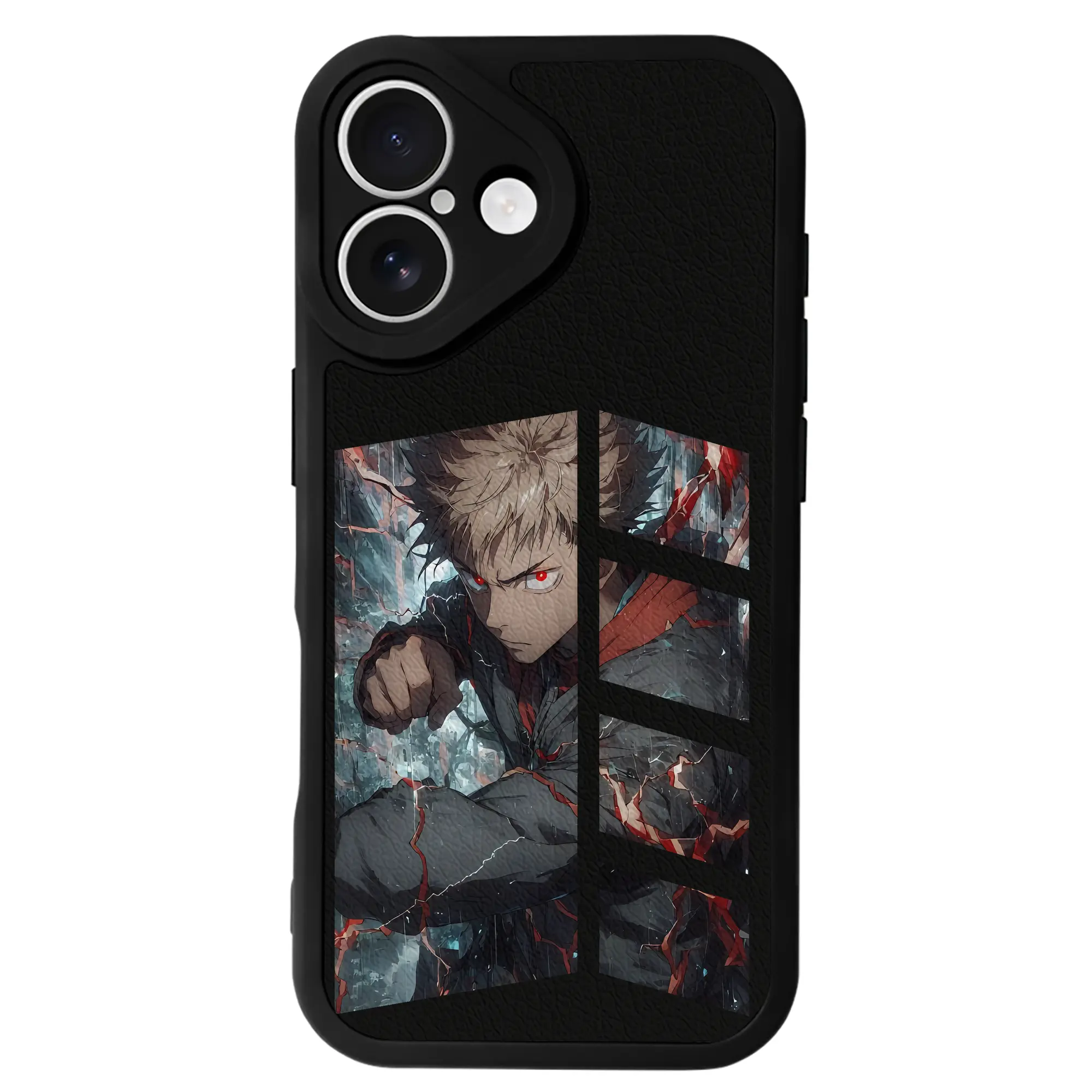 呪術廻戦 グッズ,虎杖 悠仁 - IPhone 16シリーズ対応 ・ シリコンスマホケース ・ レザー調 ・ 高精度フィット ・ 耐衝撃 ・ ワイヤレス充電対応 ・ 精密カット